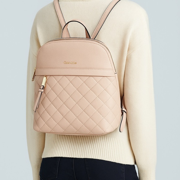 Calvin Klein Quilted Leather Backpack – Blush Pink - Picture 1 of 8